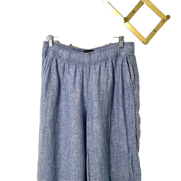 Tahari Linen Wide Leg Pants Size Large Pull On Pockets Coastal Beach Womens - Picture 2 of 9